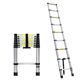 Giantz 2.6M Telescopic Ladder Aluminium Extension Extendable Steps Adjustable Height - RnR Galore