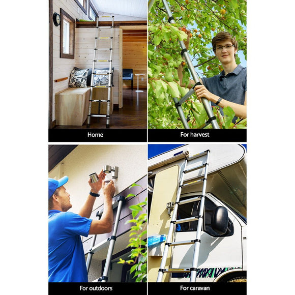 Giantz 2.6M Telescopic Ladder Aluminium Extension Extendable Steps Adjustable Height - RnR Galore