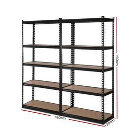 Giantz 2x1.5M Garage Shelving Warehouse Rack Pallet Racking Storage Shelve Black - RnR Galore