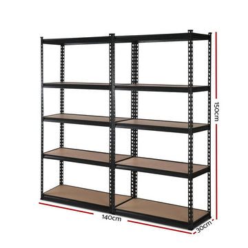 Giantz 2x1.5M Garage Shelving Warehouse Rack Pallet Racking Storage Shelve Black - RnR Galore