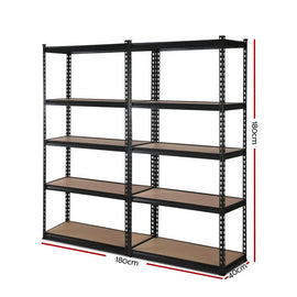 Giantz 2x1.8M Garage Shelving Warehouse Rack Pallet Racking Storage Shelve Black - RnR Galore