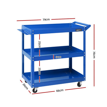 Giantz 3 - Tier Tool Cart Trolley Workshop Garage Storage Organizer Blue - RnR Galore