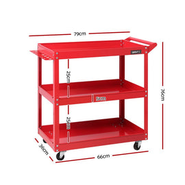 Giantz 3 - Tier Tool Cart Trolley Workshop Garage Storage Organizer Red - RnR Galore