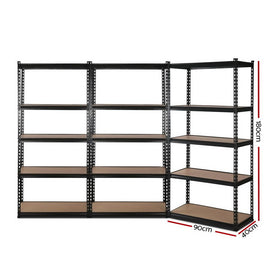 Giantz 3x1.8M Garage Shelving Warehouse Rack Pallet Racking Storage Shelve Black - RnR Galore