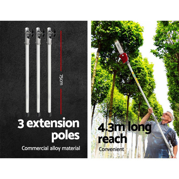 Giantz 40CC Pole Chainsaw Hedge Trimmer 12in Chain Saw 4 - Stroke 4.3m Long Reach - RnR Galore