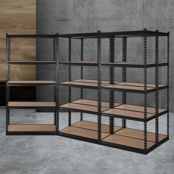 Giantz 5x1.5M Garage Shelving Warehouse Rack Pallet Racking Storage Shelve Black - RnR Galore