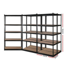Giantz 5x1.5M Garage Shelving Warehouse Rack Pallet Racking Storage Shelve Black - RnR Galore