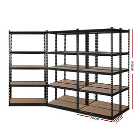 Giantz 5x1.5M Garage Shelving Warehouse Rack Pallet Racking Storage Shelve Black - RnR Galore