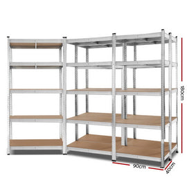 Giantz 5x1.8M Garage Shelving Warehouse Rack Pallet Racking Storage Shelf Silver - RnR Galore