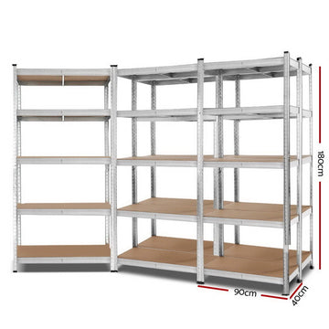 Giantz 5x1.8M Garage Shelving Warehouse Rack Pallet Racking Storage Shelf Silver - RnR Galore