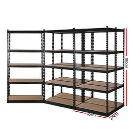 Giantz 5x1.8M Garage Shelving Warehouse Rack Pallet Racking Storage Shelve Black - RnR Galore