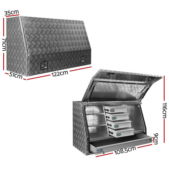 Giantz Aluminium Ute Tool Box Drawers Storage Truck Trailer Lock - RnR Galore