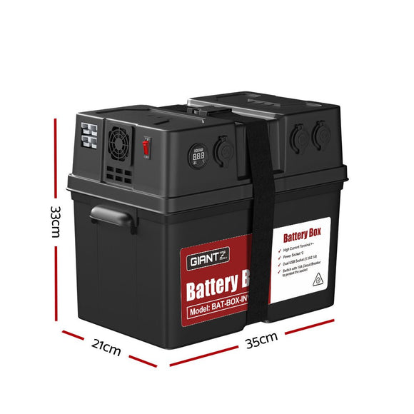 Giantz Battery Box 500W Inverter Deep Cycle Battery Portable Caravan Camping USB - RnR Galore