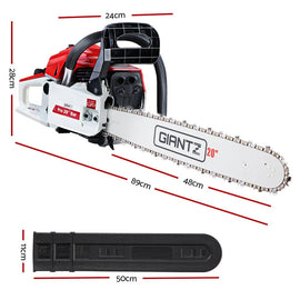 Giantz Chainsaw Petrol 52CC 20" Bar Commercial E - Start Pruning Chain Saw White,Giantz Chainsaw Petrol 52CC 20" Bar Commercial E - Start Pruning Chain Saw White - RnR Galore