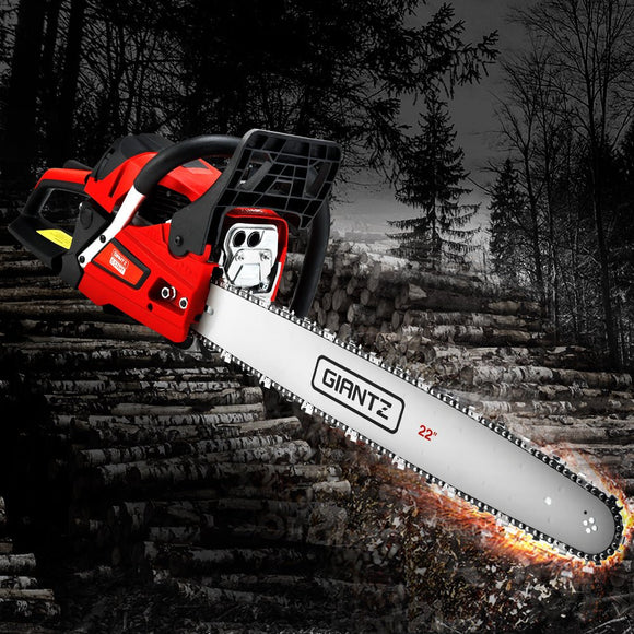 Giantz Chainsaw Petrol 58CC 22" Bar Commercial E - Start Pruning Chain Saw,Giantz Chainsaw Petrol 58CC 22" Bar Commercial E - Start Pruning Chain Saw 4.2HP - RnR Galore