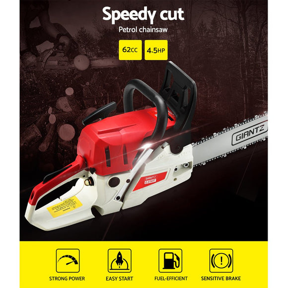 Giantz Chainsaw Petrol 62CC 20" Bar Commercial E - Start Pruning Chain Saw,Giantz Chainsaw Petrol 62CC 20" Bar Commercial E - Start Pruning Chain Saw 4.5HP - RnR Galore