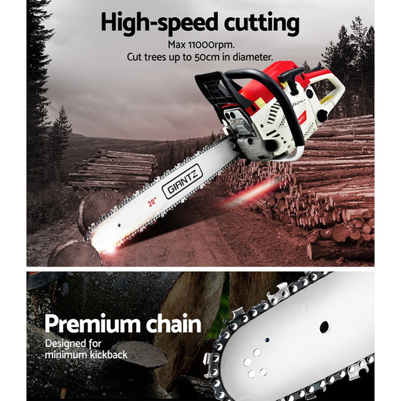 Giantz Chainsaw Petrol 62CC 20" Bar Commercial E - Start Pruning Chain Saw,Giantz Chainsaw Petrol 62CC 20" Bar Commercial E - Start Pruning Chain Saw 4.5HP - RnR Galore
