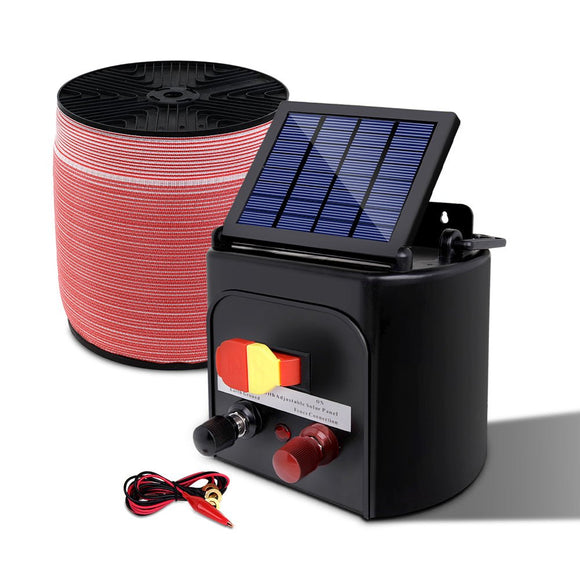 Giantz Fence Energiser 3KM Solar Powered Electric 1200M Poly Tape - RnR Galore