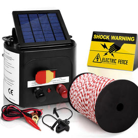Giantz Fence Energiser 5KM Solar Powered Electric 500M Poly Rope - RnR Galore