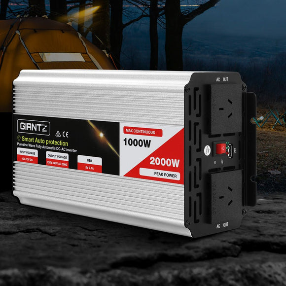 Giantz Power Inverter 1000W or 2000W Pure Sine Wave 12V - 240V Camping Boat Caravan - RnR Galore