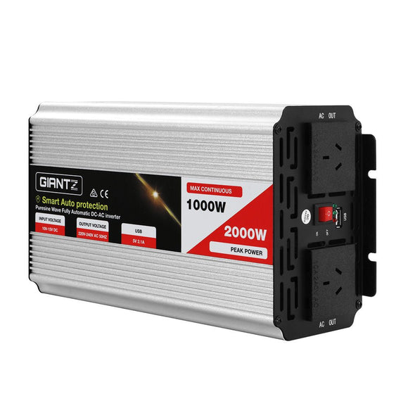 Giantz Power Inverter 1000W or 2000W Pure Sine Wave 12V - 240V Camping Boat Caravan - RnR Galore