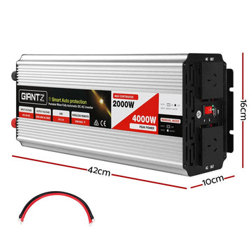 Giantz Power Inverter 2000W or 4000W Pure Sine Wave 12V - 240V Camping Boat Caravan - RnR Galore