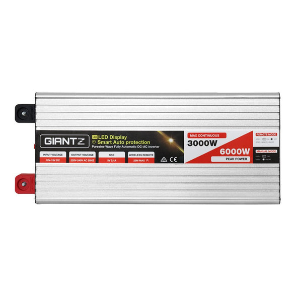 Giantz Power Inverter 3000W or 6000W Pure Sine Wave 12V - 240V Camping Boat Caravan - RnR Galore