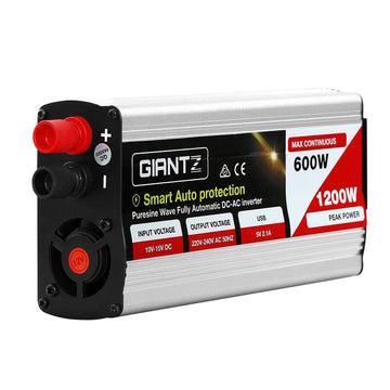 Giantz Power Inverter 600W/1200W 12V to 240V Pure Sine Wave Camping Car Boat - RnR Galore