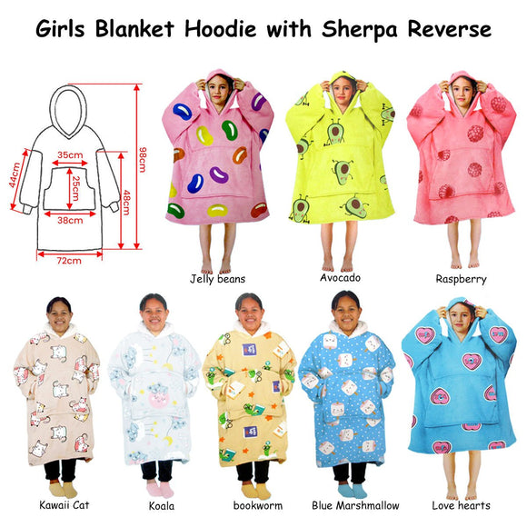 Girls Comfy Warm Blanket Hoodie with Sherpa Fleece Reverse Jelly Beans - RnR Galore
