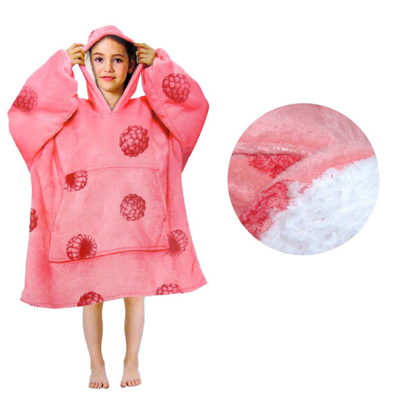 Girls Comfy Warm Blanket Hoodie with Sherpa Fleece Reverse Raspberry - RnR Galore