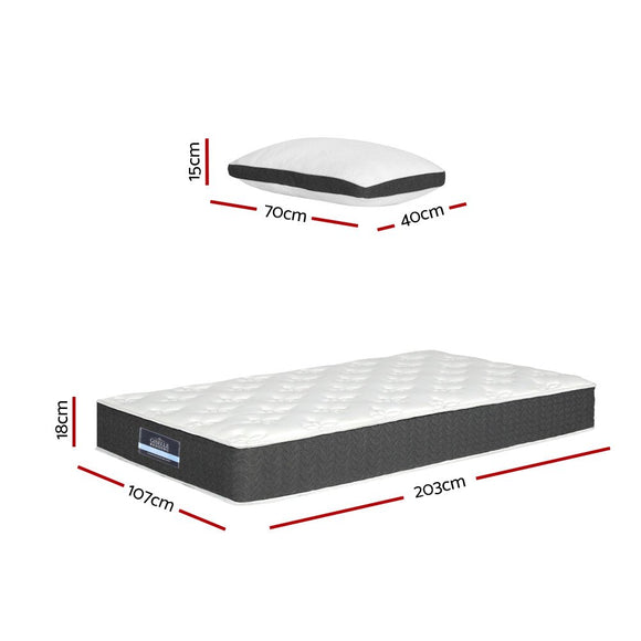 Giselle Bedding 18cm Mattress Medium Soft w/Pillows King Single - RnR Galore