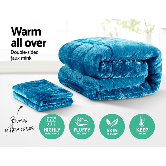 Giselle Bedding Faux Mink Quilt Blue Super King - RnR Galore