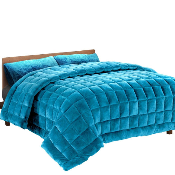 Giselle Bedding Faux Mink Quilt Blue Super King - RnR Galore