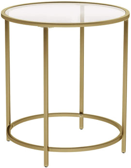 Gold Round Side Table with Golden Metal Frame Robust and Stable - RnR Galore