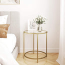 Gold Round Side Table with Golden Metal Frame Robust and Stable - RnR Galore