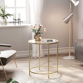 Gold Round Side Table with Golden Metal Frame Robust and Stable - RnR Galore