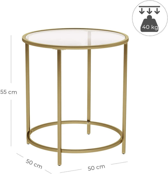 Gold Round Side Table with Golden Metal Frame Robust and Stable - RnR Galore