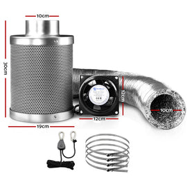 Green Fingers 4"Ventilation Kit Fan Hydroponics Grow Tent Kit Carbon Filter Duct,Green Fingers 4"Ventilation Kit Fan Hydroponics Grow Tent Kit Carbon Filter Duct - RnR Galore