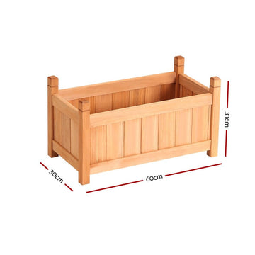 Green Fingers Garden Bed 60x30x33cm Wooden Planter Box Raised Container Growing - RnR Galore