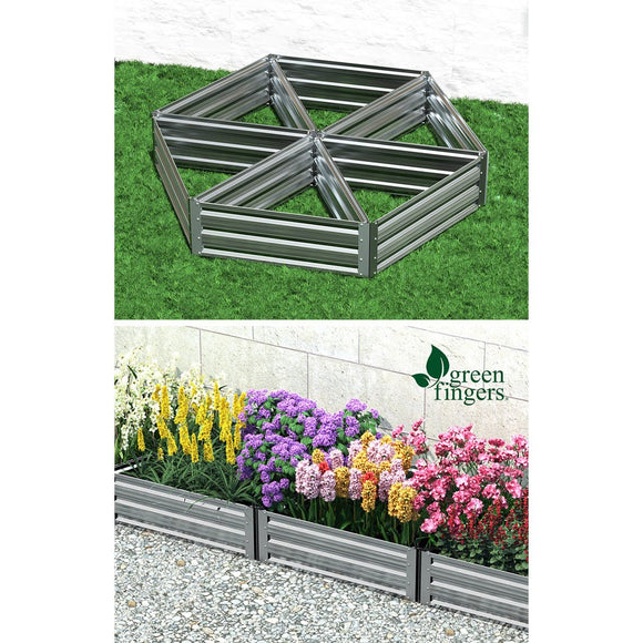 Green Fingers Garden Bed 86x86x30cm Planter Box Raised Container Galvanised Herb - RnR Galore