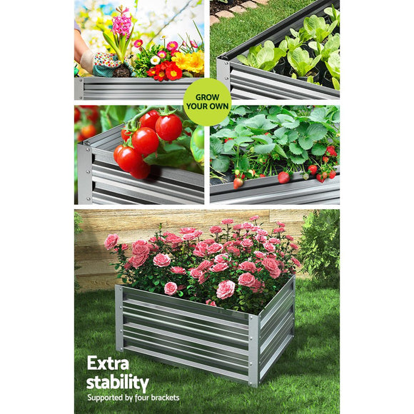 Green Fingers Garden Bed 86x86x30cm Planter Box Raised Container Galvanised Herb - RnR Galore