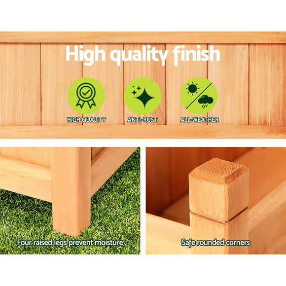 Green Fingers Garden Bed 90x30x33cm Wooden Planter Box Raised Container Growing - RnR Galore