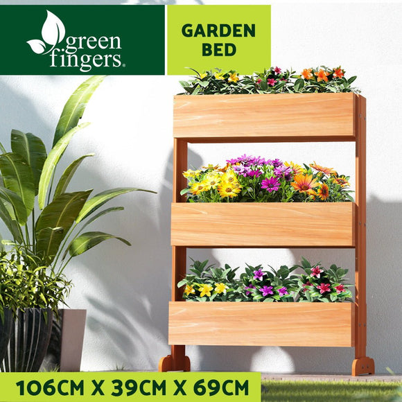 Green Fingers Garden Bed Elevated 69x39x106cm Wooden Planter Box Container Herb - RnR Galore
