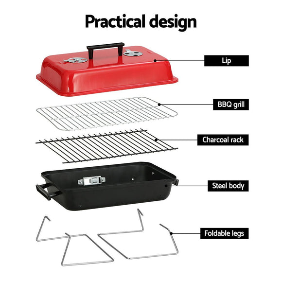 Grillz Charcoal BBQ Portable Grill Camping Barbecue Outdoor Cooking Smoker - RnR Galore