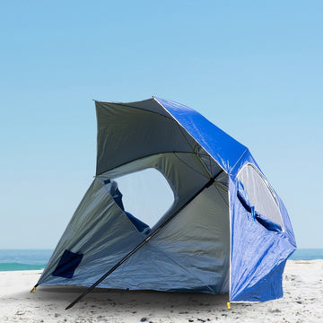 Havana Outdoors Beach Umbrella 2.4M Outdoor Garden Beach Portable Shade Shelter - Blue - RnR Galore