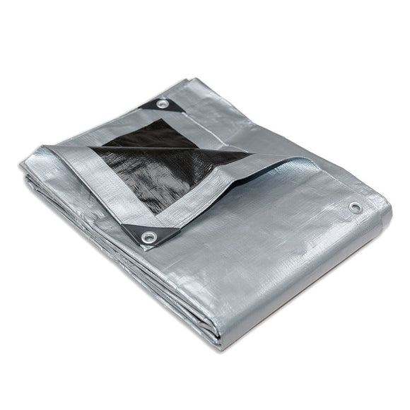 Heavy Duty Silver Black Tarp Tarpaulin 5.5x7.3m - RnR Galore