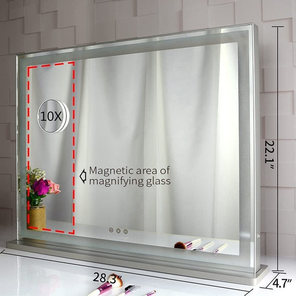 Hollywood LED Makeup Mirror with Smart Touch Control and 3 Colors Dimmable Light (72 x 56 cm) - RnR Galore
