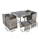Horrocks 8 Seater Outdoor Dining Set - Grey - RnR Galore