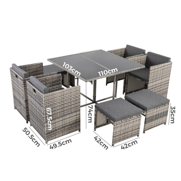 Horrocks 8 Seater Outdoor Dining Set - Grey - RnR Galore