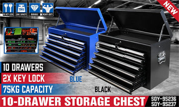HORUSDY 10 - Drawer Tool Box Chest Toolbox Lockable Drawer Cabinet Garage Storage - RnR Galore